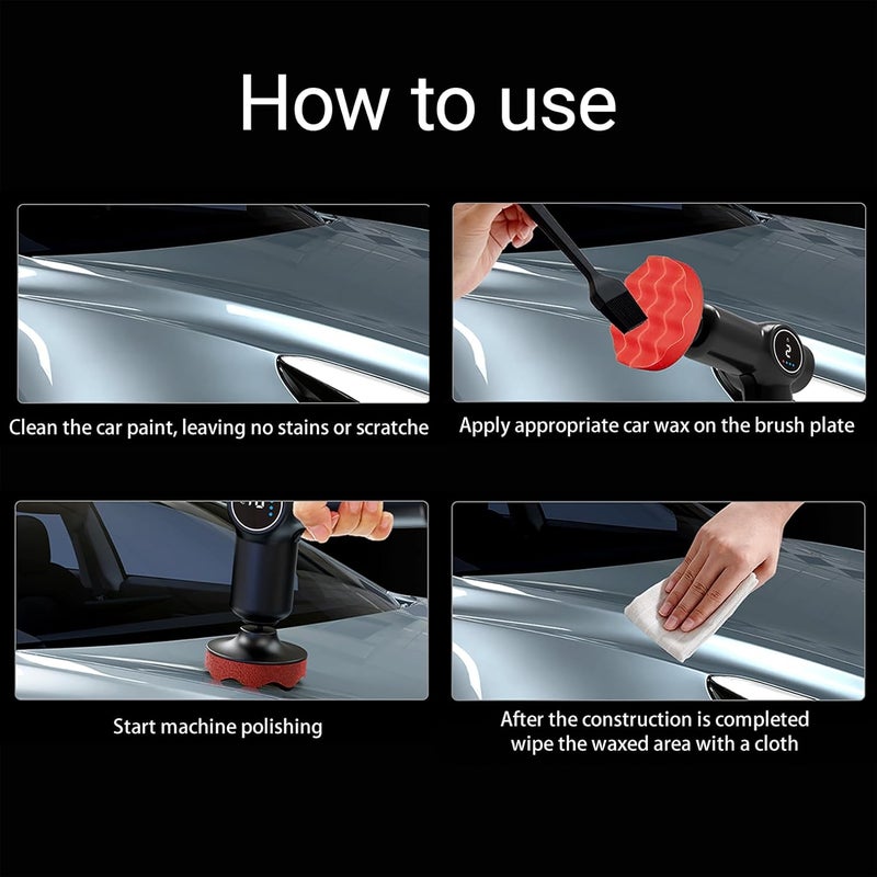 weitol Cordless Eccentric Car Polisher with LCD Screen Car Buffer Polisher Kit 2 Gears of Speeds Adjustable Electric Auto Polishing Machine Multifunctional Metal Waxing Wood Grinding Rust Removal Tool - Image 3